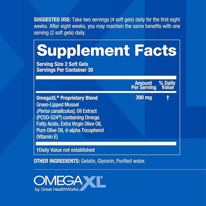 OmegaXL Joint Support Supplement for Relief - Natural Muscle Support, Green Lipped Mussel Oil, 60 Ct (2 Pack). MemoryXL, Magnesium L-Threonate Brain Supplement - Memory & Focus Cranberry Lemon 30 Pack