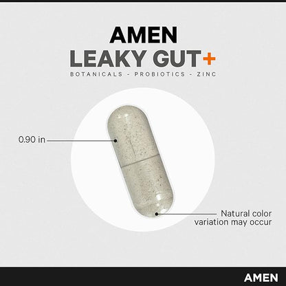 Amen Leaky Gut Supplement - Advanced Formula with Bioavailable L Glutamine, Zinc, Turmeric, DGL Licorice Root - Marshmallow Root - Probiotics & Fermented Prebiotics - Vegan, Non-GMO - 2-Pack