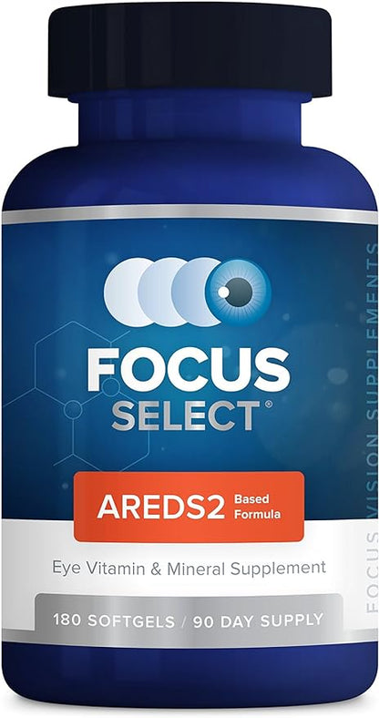 Focus Select AREDS2 Based Eye Vitamin-Mineral Supplement - AREDS2 Based Supplement for Eyes (180 ct. 90 Day Supply) - AREDS2 Based Low Zinc Formula - Eye Vision Supplement and Vitamin