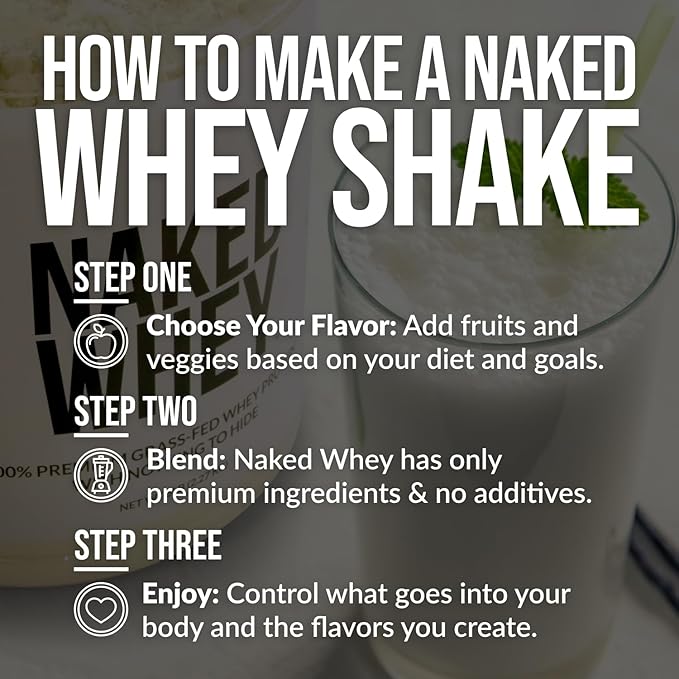Naked Whey Double Chocolate Grass Fed Whey Protein Powder, No GMO, No Soy, and Gluten Free. Nothing Artificial, Aid Growth and Recovery - 53 Servings
