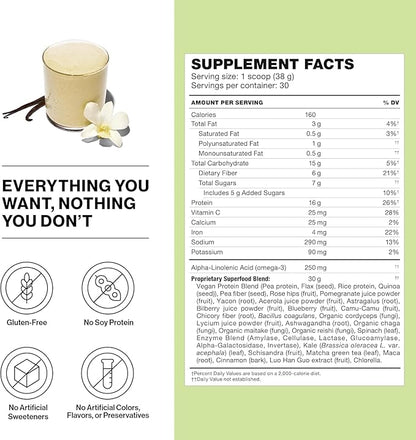 Shakeology Vegan Protein Powder - Gluten Free, Superfood Protein Shake - Helps Support Healthy Weight Loss, Lean Muscle Support, Gut Health, Manage Effects of Stress, Vanilla - 30 Servings