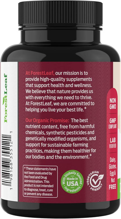 ForestLeaf Organic Beet Root Capsules - with Ginger & Grape Seed 16000mg Strength 20:1 Extract, Supports Nitric Oxide Production, Beets Supplements with Organic Non-GMO Beetroot Powder 120 Veggie Caps