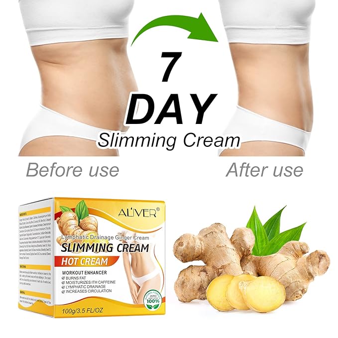Anti Cellulite Slimming Cream Gel, Hot Cream, Ginger Fat Burning Weight Loss Full Body Fat Burning Cream for Belly, Perfect for Cellulite, Soothing, Relaxing, Tightening & Slimming