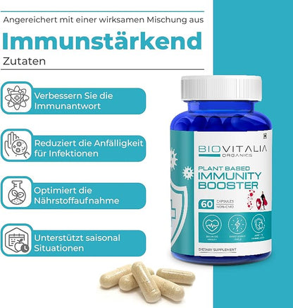BIOVITALIA Immunity Booster for Adult Men & Women Plant Based Natural Dietary Supplement Capsule Helps Boost Immune System & Support Healthy Heart Function - 60 Capsule