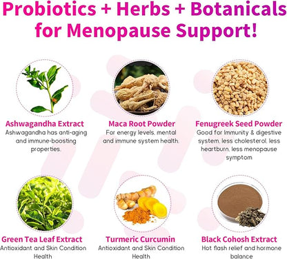 Menopause Supplements for Women, 120 Billion CFUs Probiotics for Women, 13-in-1 Herbs & Botanicals Complex, for Hormone Menopause, Hot Flashes, Night Sweats, Mood Swings, Sleep Disturbances - 240 Caps