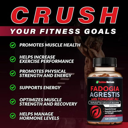 Fadogia Agrestis 15,000mg + Tongkat Ali 100,000mg + BioPerine® [Highest Purity] - Supports Stamina, Strength, Muscle Health & Recovery, Drive & Performance - Non-GMO & Made in USA - 120 capsules