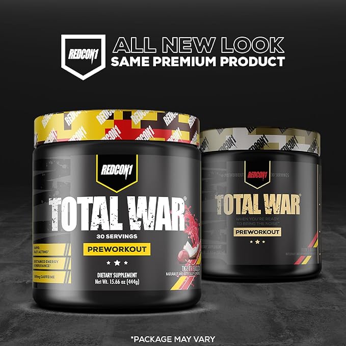 REDCON1 Total War Preworkout, Sour Gummy Bear - Pump, Endurance & Energy Boosting Workout Supplement - Caffeinated Pre Workout Powder with Taurine, Green Tea + Di Caffeine Malate (15 Servings)