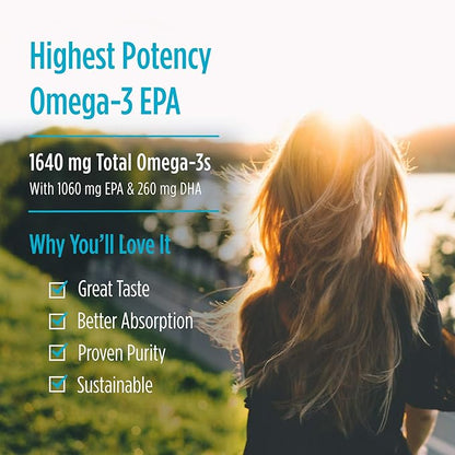 Nordic Naturals EPA Xtra, Lemon - 60 Soft Gels - 1640 mg Omega-3 - High-Intensity EPA Formula for Positive Mood, Heart Health & Healthy Immunity - Non-GMO - 30 Servings