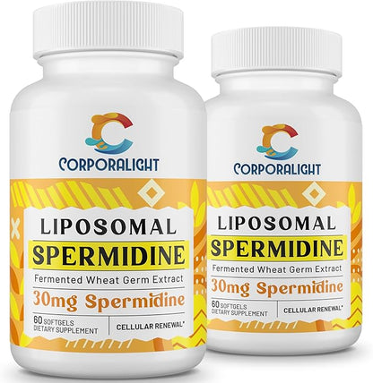 30mg Spermidine Supplement, Liposomal Spermidine, High Absorption, More Potent Than Spermidine 3HCL, Fermented Wheat Germ Extract, Spermidine for Women & Men, Cellular Renewal, Longevity, 120 Softgels