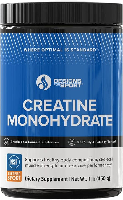 Creatine Monohydrate Powder - NSF Certified for Sport Creatine Supplement to Support Muscle Recovery, Pre + Post Workout Strength and Energy (1 lb / 90 Servings)