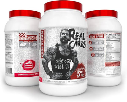 5% Nutrition Rich Piana Real Carbs with Real Food Complex Carbohydrates, Long-Lasting Low Glycemic Energy for Pre-Workout/Post-Workout Recovery Meal, 2.84 lb, 40 Servings (Strawberry Shortcake)
