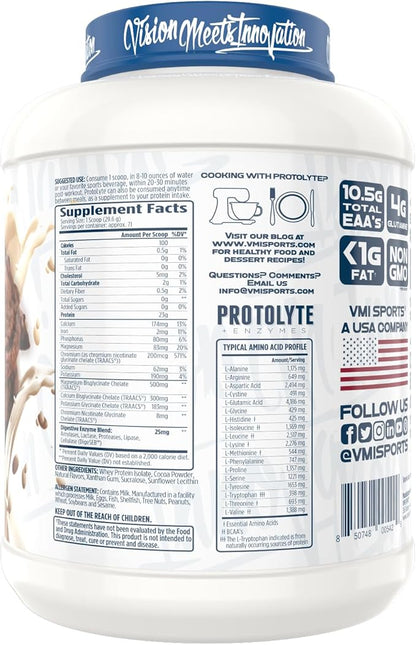 VMI Sports | ProtoLyte Whey Isolate Protein Powder | Low Calorie Whey Protein Powder for Weight Loss | Protein Powder for Muscle Gain | Digestive Enzymes | Non-GMO (Chocolate Fudge Cookie, 4.6 Pounds)