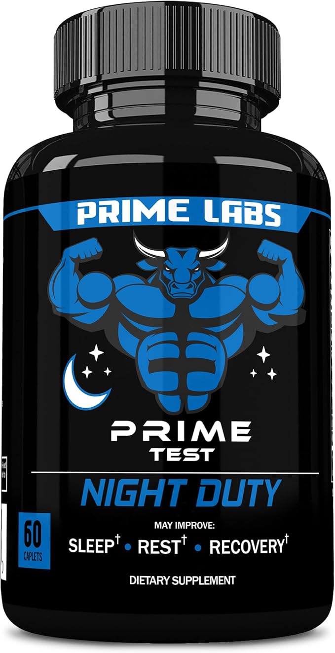 Prime Labs – Prime Test Night Duty – Nighttime Testosterone Booster & Sleep Support – Testosterone Booster for Men – PM Rest & Muscle Recovery Supplements