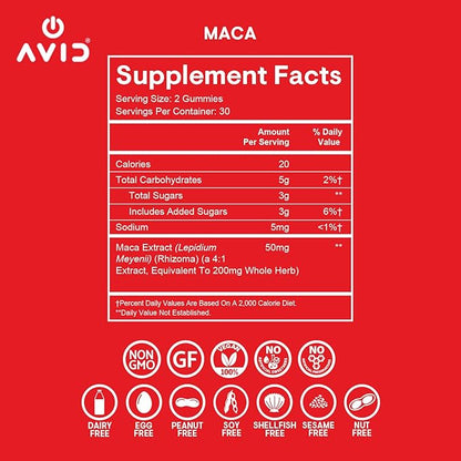 Playboy - Maca Root Gummies for Women and Men (60 Count - Peach Flavored) - Boost Sexual Vitality, Libido, Fertility - Maca Gummies Supplement - 100% Natural, Vegan Non GMO - 4:1 Extract Maca Peruana