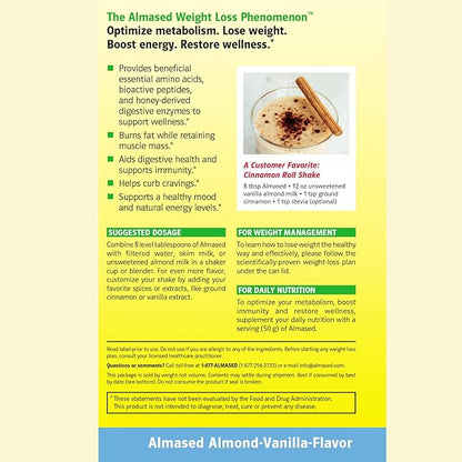 Almased Vanilla Meal Replacement Shake - Low-Glycemic High Plant Base Protein Powder- Nutritional Weight Health Support Supplement - Vanilla Flavor - 17.6 oz (1.1 Pound (1 Pack))