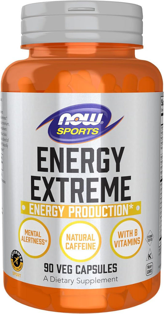 NOW Foods Sports Nutrition, Sports Energy Extreme with B Vitamins and other cofactors such as Chromium, Magnesium Malate and Carnitine, 90 Veg Capsules
