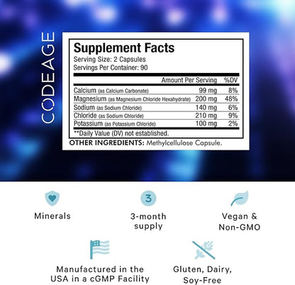 Codeage Keto Electrolytes Supplement – Vegan Electrolyte Tablets w Magnesium, Potassium, Calcium & Salt - Electrolyte Powder Salt Pills & Drink Hydration Supplements - Non-GMO Keto Diet - 180 Capsules