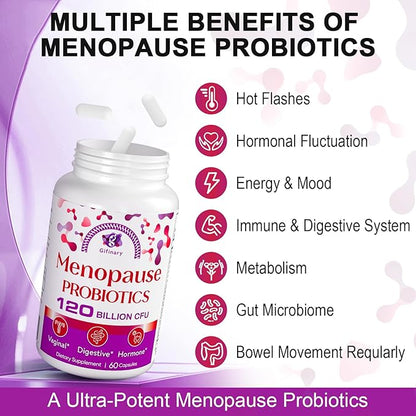 Menopause Supplements for Women, 120 Billion CFU Probiotics for Women, All-Natural Probiotic Supplements for Menopause - 480 Herbal Capsules