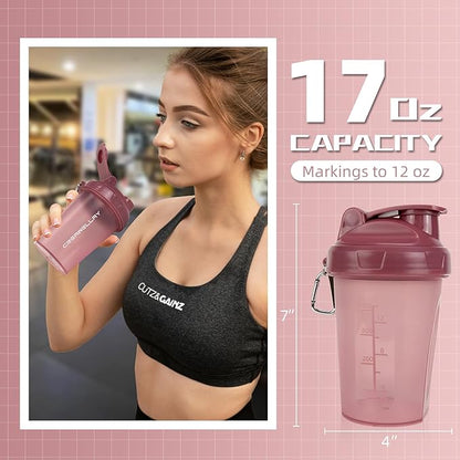 3 Pack Shaker Bottles for Protein Mixes, 17 oz Small Protein Shaker Bottle with Handle, Gym Shaker Cups with Blending Ball for Pre Workout, BPA-Free & Dishwasher Safe (Black, White, Pink)