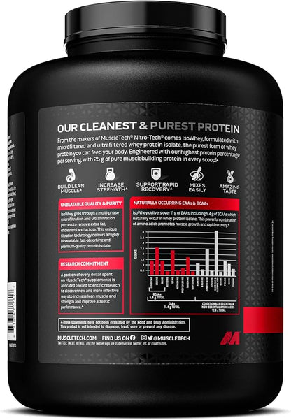 MuscleTech | IsoWhey | Whey Protein Isolate Powder| Muscle Builder for Men & Women | Post Workout Recovery Supplement | Vanilla | 5 lbs | 75 Servings