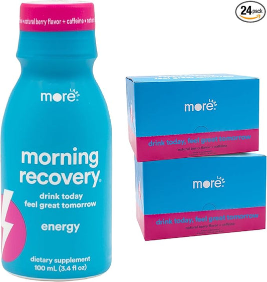 Morning Recovery, Electrolyte with Energy, Milk Thistle Drink Proprietary Formulation to Hydrate While Drinking for Morning Recovery, Highly Soluble Liquid DHM, Berry, Pack of 24