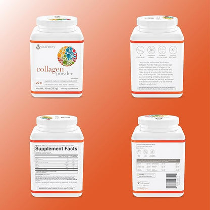Youtheory Collagen Powder - Premium Collagen Supplement with Vitamin C & Biotin - Supports Healthy Hair, Nails, Skin & Joints* - Dairy, Soy & Gluten Free - Unflavored, 10 oz