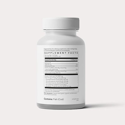 Nuray Pro-Resolving Mediators (SPM's) with Omega 3, Cod Liver Oil for Digestive Health & Immune Support, DHA, EPA, DPA, Gluten- Free, 60 Vegetarian Softgels