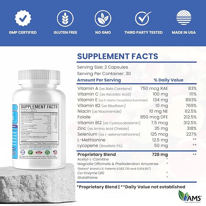 America Medic & Science MFS Plus Fertility Supplements for Men (60 Capsules) Sperm Count Booster, Supports Motility | Natural Preconception Vitamins, Reproductive Aid, with Zinc, CoQ10