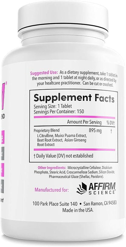 AFFIRM Nitric Oxide Booster for Women Dietary Supplement 750mg 150 Tablets (75 Day Supply) | Improves Blood Circulation | Created by Dr. Judson Brandeis