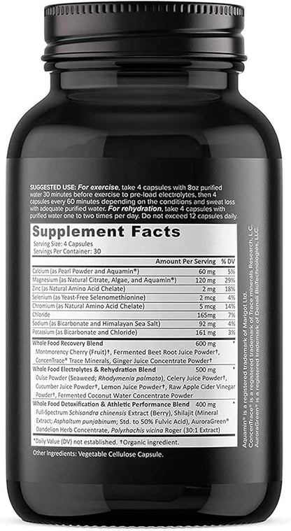 Whole Food Electrolyte Supplements, 120 Electrolyte Tablets with Magnesium, Zinc, Calcium, Potassium, and More for Energy Boost, Hydration, and Rejuvenation
