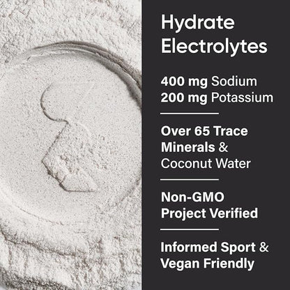 Sports Research Hydrate Electrolytes Powder Packets - Sugar-Free & Naturally Flavored with Vitamins, Minerals, and Coconut Water - Supports Hydration - 16 Packets - Lemon Lime