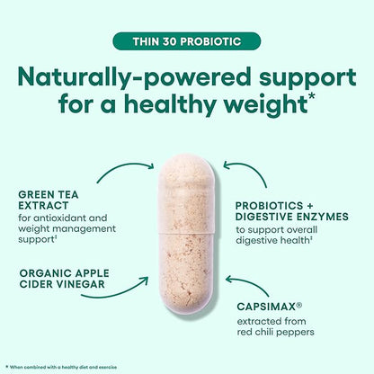 Physician's CHOICE Probiotics for Weight Management & Bloating - 6 Probiotic Strains - Prebiotics - Key ingredient Cayenne & Green Tea - Supports Gut Health - Weight Management for Women & Men - 30 CT