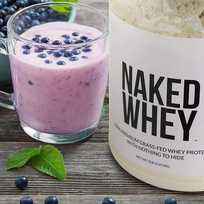 Naked Strawberry Whey Protein Powder, Only 3 Ingredients, 25g Grass Fed Whey Protein Powder, Aid Muscle Growth & Recovery - 24 Servings