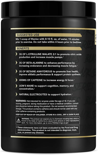 Anabolic Warfare Black Series Maniac, Pre-Workout Powder, Supports Nitric Oxide, Increase Muscle Pumps, Support Protein Synthesis*, Freedom Slush 20 Servings