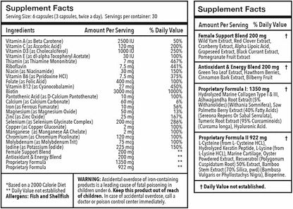 Ultimate Hair Vitamins for Hair Growth – Doctor-Formulated, All Natural w/Biotin, Saw Palmetto, Marine Collagen for Hair Growth and Health (60 Day Supply - 360 Capsules)