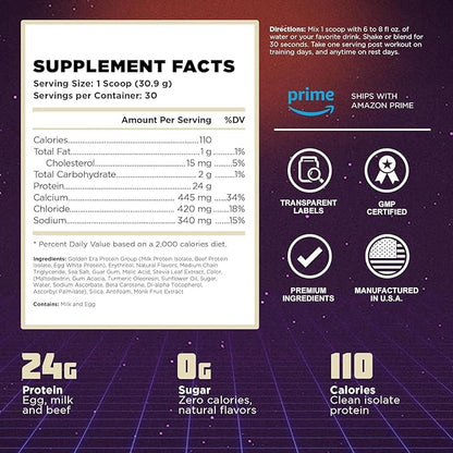 Vintage Brawn – Muscle-Building Protein Powder Isolate for Men & Women – Post-Workout & Anytime Recovery Drink – Premium Protein Isolate Sources: Egg, Milk, Beef – Banana Milkshake Flavor - 30 Scoops