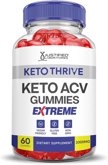 (10 Pack) Keto Thrive Keto ACV Gummies Extreme 2000MG Keto Thrive Keto Gummies Apple Cider Vinegar Formulated with Pomegranate Beet Juice Powder B12 Vegan Non GMO 600 Gummys