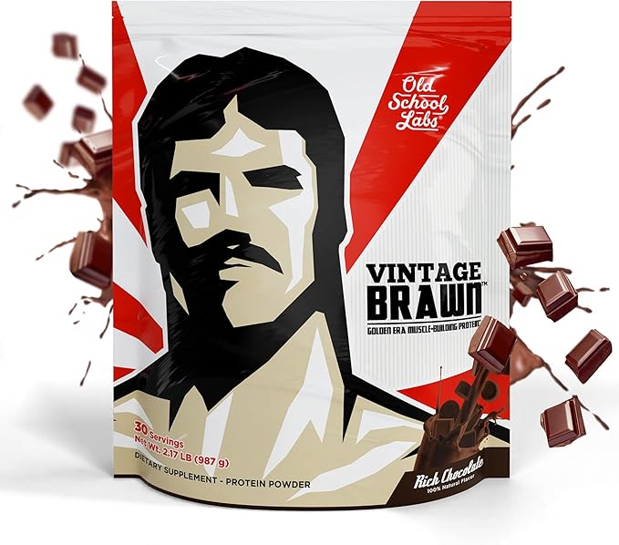 Vintage Brawn – Muscle-Building Protein Powder Isolate for Men & Women – Post-Workout & Anytime Recovery Drink – Premium Protein Isolate Sources: Egg, Milk, Beef – Rich Chocolate Flavor - 2.1 Lbs.