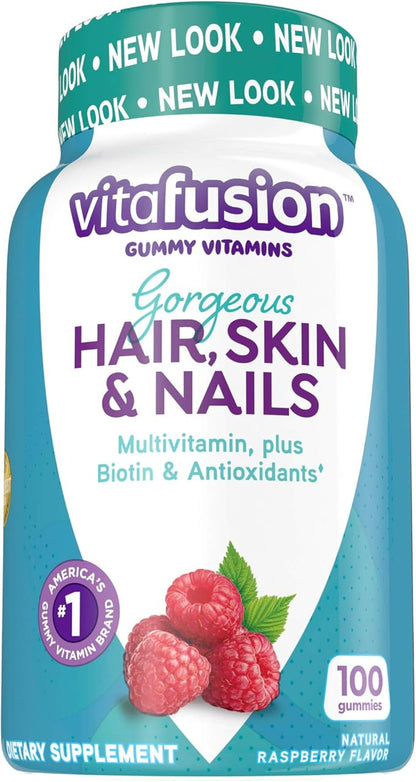 Vitafusion Gorgeous Hair, Skin & Nails Multivitamin Gummy Vitamins, 100ct (Pack of 2)