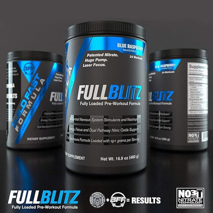 FULLBLITZ Fully Loaded Pre-Workout | Energy Booster + Huge Dual Pathway Nitric Oxide Boosting Muscle Pumps, Laser Focus & Nootropic Blend – 24 Workouts (Rocket Pop)