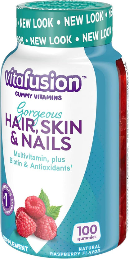 Vitafusion Gorgeous Hair, Skin & Nails Multivitamin Gummy Vitamins, 100ct (Pack of 2)