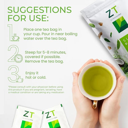 Dr. Zisman ZT Slimming - Matcha-Coconut Detox Blend, Weight Management Tea with Antioxidant Effects, Enhances Mood and Improves Concentration (28 Tea Bags)