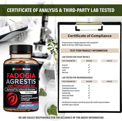 Fadogia Agrestis 15,000mg + Tongkat Ali 100,000mg + BioPerine® [Highest Purity] - Supports Stamina, Strength, Muscle Health & Recovery, Drive & Performance - Non-GMO & Made in USA - 120 capsules