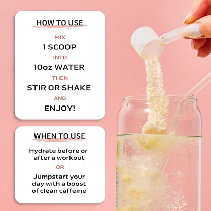 Ascent Clean Hydration + Energy Electrolytes Powder - 100mg Caffeine, 400mg Electrolytes, No Artificial Ingredients, Raspberry Lemonade 40 Servings