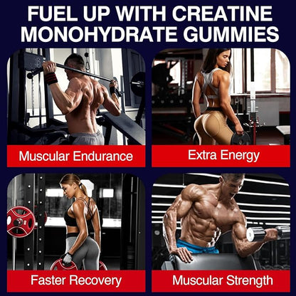 5000mg Creatine Monohydrate Gummies, Creatine for Women and Men, Chewable Creatine Pre Workout Gummies with Taurine & B6 - for Muscle, Recovery, Strength, Energy, Endurance & Performance - 120 Count