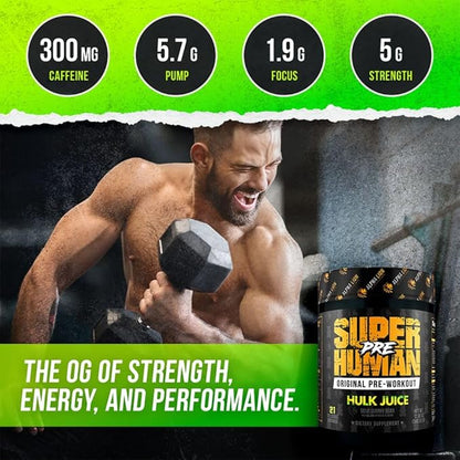 Alpha Lion Superhuman Pre Workout Powder, Beta Alanine, L-Taurine & Tri-Source Caffeine for Sustained Energy & Focus, Nitric Oxide & Citrulline for Pump (21 Servings, Green Gummy Bear Flavor)