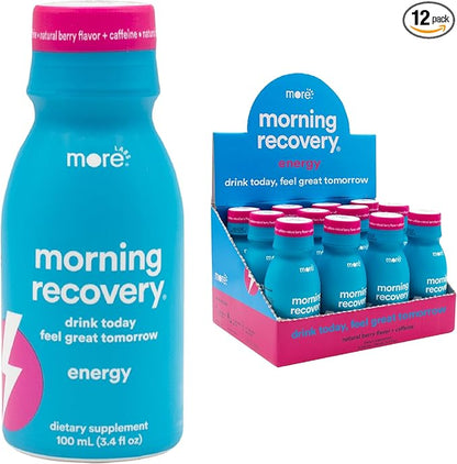 Morning Recovery, Electrolyte with Energy, Milk Thistle Drink Proprietary Formulation to Hydrate While Drinking for Morning Recovery, Highly Soluble Liquid DHM, Berry, Pack of 12