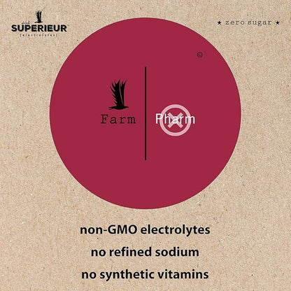 Superieur Electrolyte Powder Packets - Vegan Electrolyte Hydration Powder w/Sea Minerals - Keto Friendly, Non-GMO, Zero Sugar Electrolyte Supplement - Healthy Sports Drink - Raspberry (14 Packets)