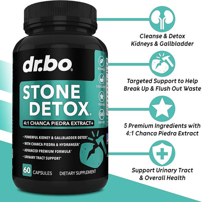 Stone Breaker Chanca Piedra Capsules - Stone Detox for Kidney Cleanse Detox, Gallbladder Formula with Hydrangea Root - Natural Gallstones Kidney Stones Dissolver Gallbladder Flush Pills - 60 Capsules