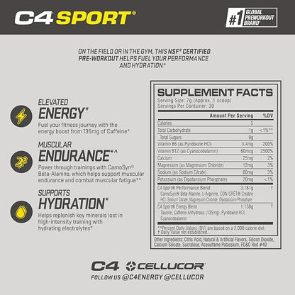 Cellucor C4 Sport Pre Workout Powder Fruit Punch - NSF Certified for Sport | 30 Servings, Packaging May Vary. (Pack of 2)